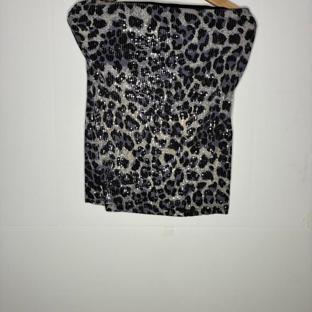 Charlotte Russe black & silver leopard print sequin tube top
